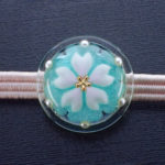 雪輪桜の帯留め緑　お色違い　試作品