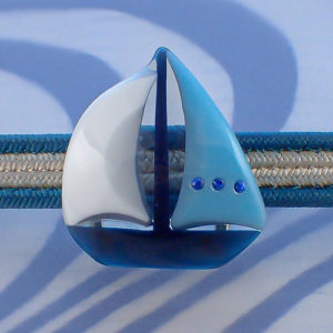 ヨットの帯留め　白×水色×ブルー